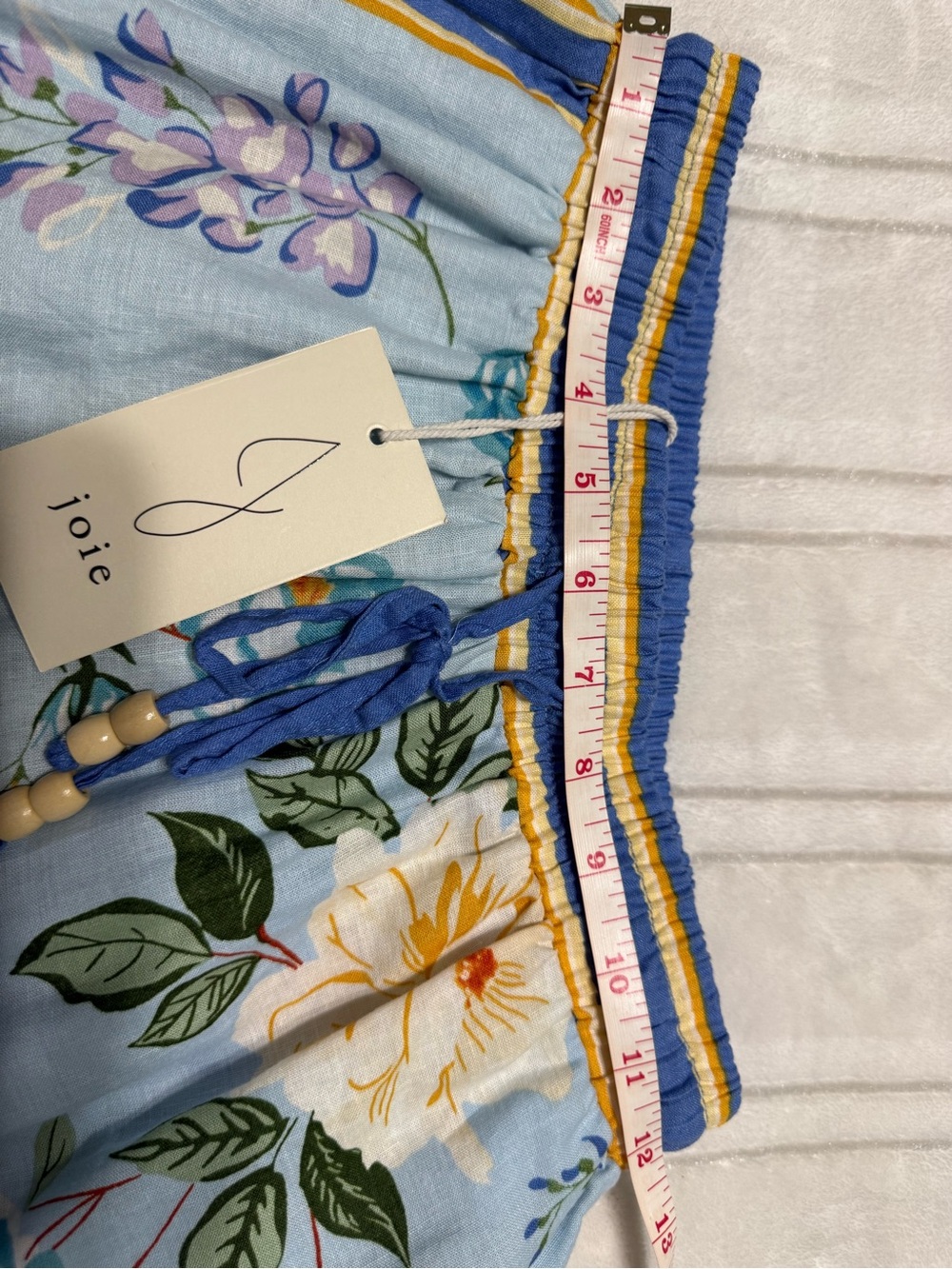 Joie Light Blue Floral Wide-Leg Linen-Blend Pants - Picture 9 of 12